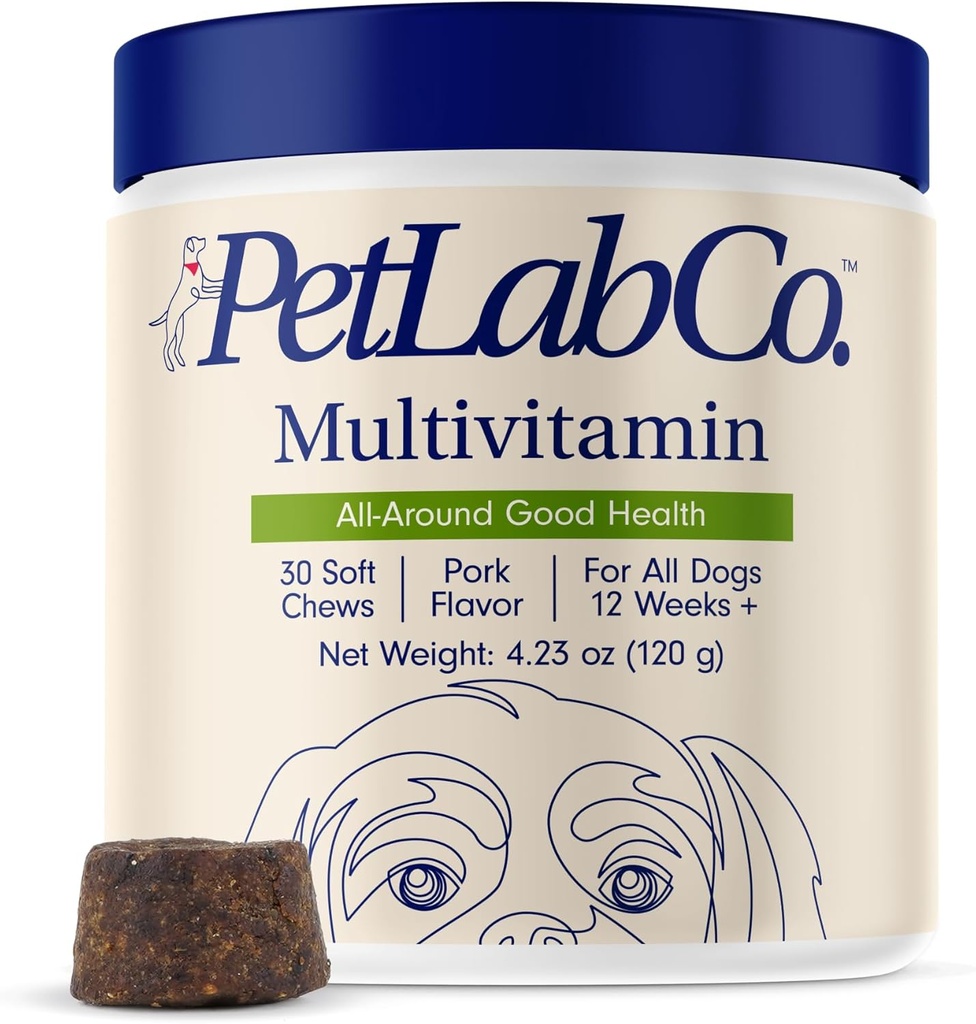 PetLab Co. 22 in 1 Dog Multivitamin - Support Dog 's Immune Response, Skin, Coat, Joints & General Health - Vitamins A, E, D, B12, Ásványok, Antioxidánsok - Chewable Pork Flavor - Packaging May Vary