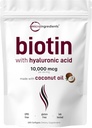 마이크로 성분 Biotin 10,000mcg w/Hyaluronic 산 25mg | 365 버진 코코넛 오일 Softgels, 빠른 릴리스, 1 년 공급, 건강한 머리, 피부 & 못, 비 GMO & 글루텐 없음