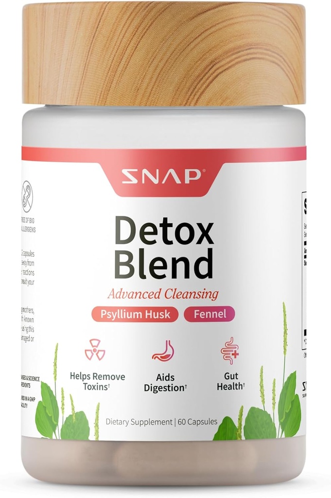 Snap Supplements Detox Cleanse Capsules - Advanced Blend for Full Body Detox & Cleanse, Flush Out Toxins, Improve Digestion & Gut Health, Cleanse and Detox, Licorice & Ginger Root (60 Capsules)