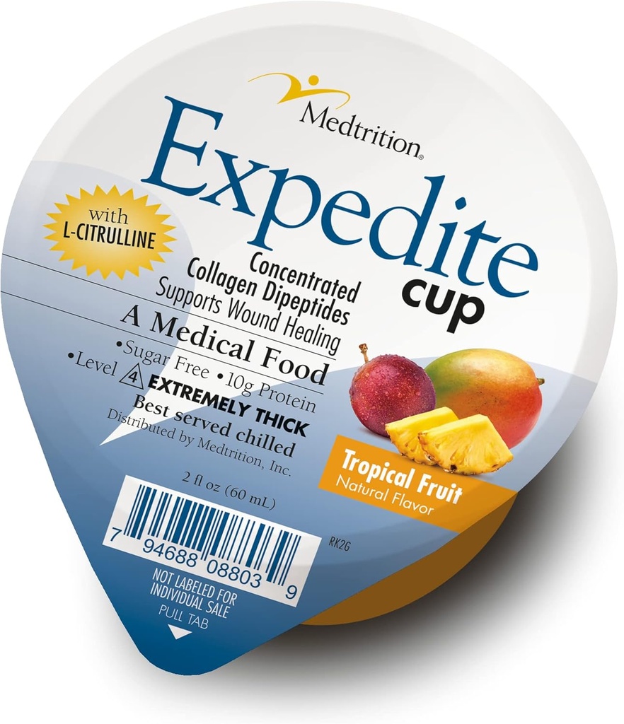 Medtrition Expedite Gelatin Cup, Fast Track Wound Healing, 30X More Collagen Dipeptides Than Powder, Supports Wounds, Foot Ulcers, Cosmetic Surgery, and More (2 Fl Oz, Pack of 12)