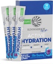 Sunwarrior Hydration Pulver Elektrolyt-Packets Pulver B12 Elderberry | Blue Raspberry Flavored 18 Stick Packs 126g Pouch | Vegan und Pflanzenbasierter Zucker Kostenlos