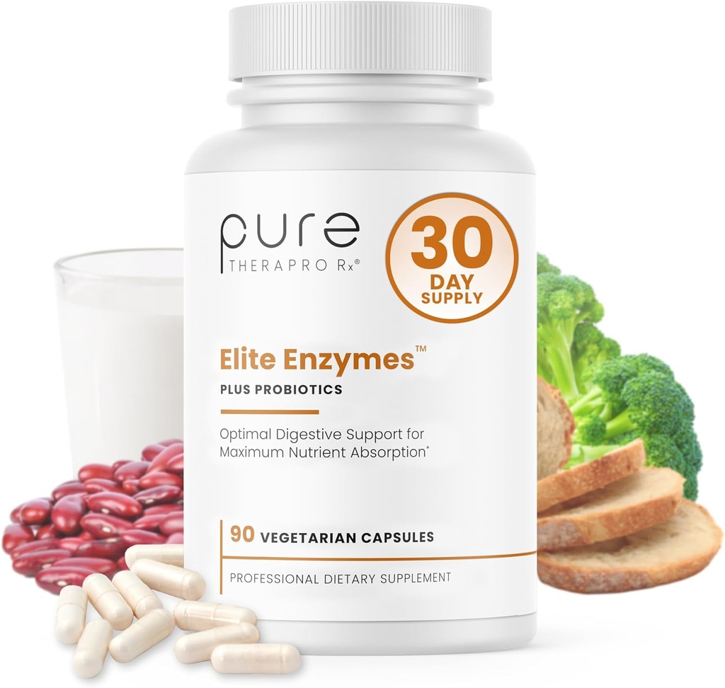 Pure Therapro Rx Elite Enzymes Extra sila Digestive Enzymes Supplement for Women & Muži, 90 Vegan Kapsule