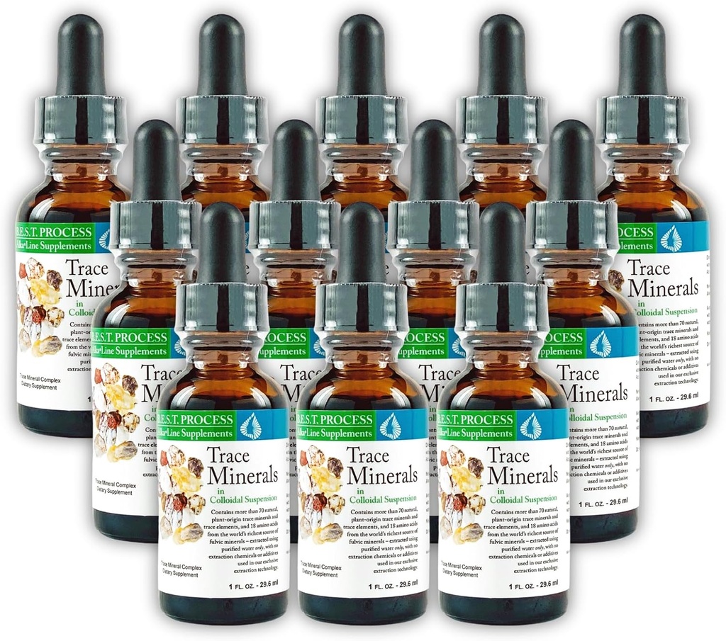 Morter Theo dõi Minerals in Collodid Suspension (12 Pack) Morter HealthSystem tốt nhất Alkaline — Phần tử theo dõi chất dinh dưỡng dinh dưỡng, thuốc nổ Fulvic & Amino