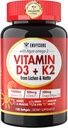 Plant - Based Vitamin D3 K2 Suftgel - Vit D3 100000 Iu + Vitamin K2 Mk7 200 Mcg, Algae Omegaga- 3, Magnesium, Vitamin B12 Untuk Muscle, Imune Dukungan, Max Absorpsi, Easy To Swallow 1pack