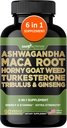 Gade Хранене Ashwagandha с Maca Root, Horny Кози трева, Turcesterone добавка, Tribulus Terrestris, Panax женшен  по 90 Зеленчукови капсули за енергия, Stamina, Performance.