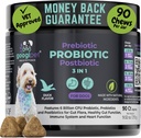 Googipet probiotiká pre psy Tráviace zdravie - Prebiotiká a probiotiká Žuvačky pre psy Gut Health + Tráviace enzýmy - Pes probiotiká pre kysnutie svrbenie kože svrbenie uší w/Papaya, tekvica, & Fiber