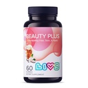 LIVS Beauty Plus Gummy Vitamins - Biotin Gummies for Hair, Skin and Nails | Natural, Gluten-Free, Non-GMO Beauty Supplement with Vitamin A, C, E, B12, D2, Zinc & More - Cream Soda Flavor - 60 Ct