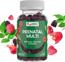 YumVs Prenatal Gummies for Women - Prenatal Vitamins for Women with Folic acid, Iron & Choline - Vegetarian & Kosher Těhotenství Vitamins - Womens Prenatal Multivitamin with A C D3 E B6 B12 (60 Počet)