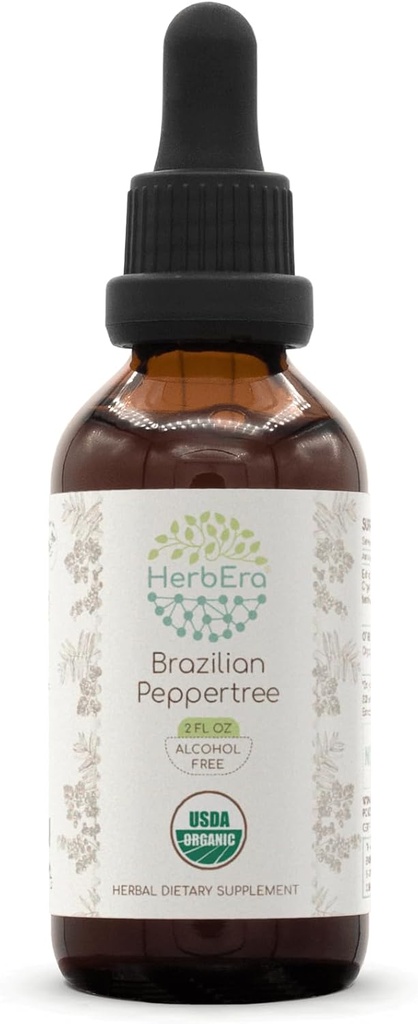 HerbEra Brazilský Peppertree B60 USDA Organic Tincture PHARMA124; Alkoholo- Free Extract, High- Potency Herbal Drops PHARMA124; Certified Organic Brazilský Peppertree (Schinus terebinthifolius) Sušené ovoce (2 oz)