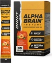 ONNIT Alpha Brain Instant Peach Flavor - Nootropic Brain Booster Memory Supplement - für Fokus, Energie und Klarheit - Alpha GPC Choline, Katzenkralle, L-Theanine, Bacopa - 30ct