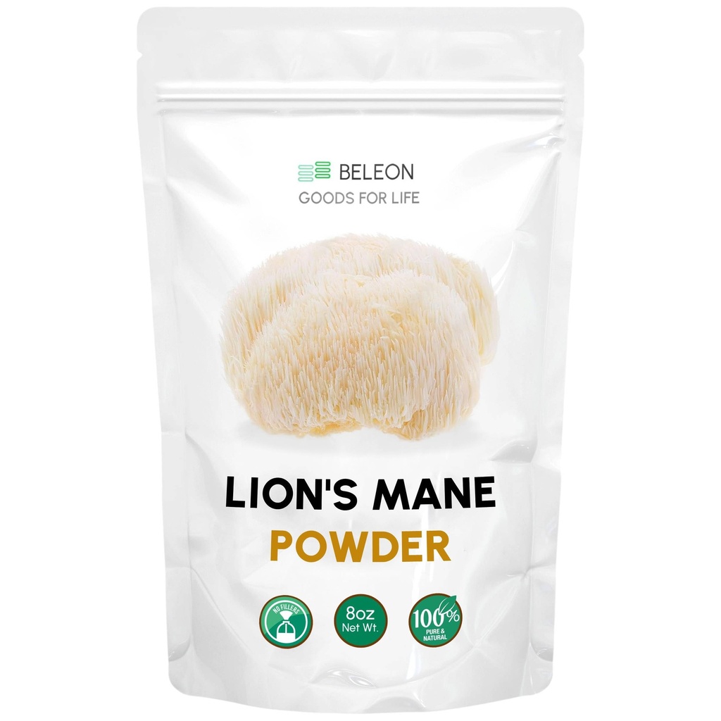 Lions Mane Powder 8 oz - Pure Lion's Mane Mushroom Supplement with Antioxidants, Vegan Powder