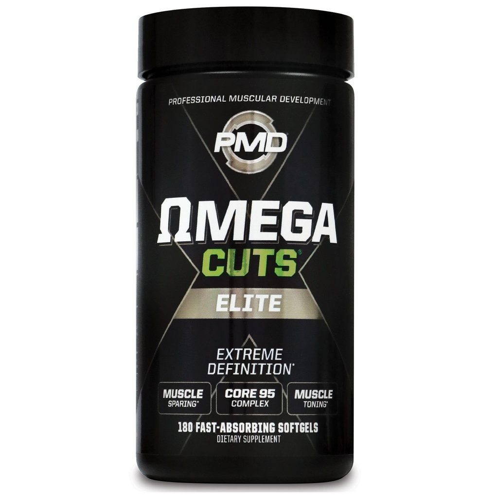 PMD Sports Omega Cuts Elite -Fat Loss-Muscle Defining Formula - Omega Fatty Acids, MCT's and CLA for Muscle Definition and Maintenance - Keto Friendly For Women and Men - Stimulant Free (180 Softgels)