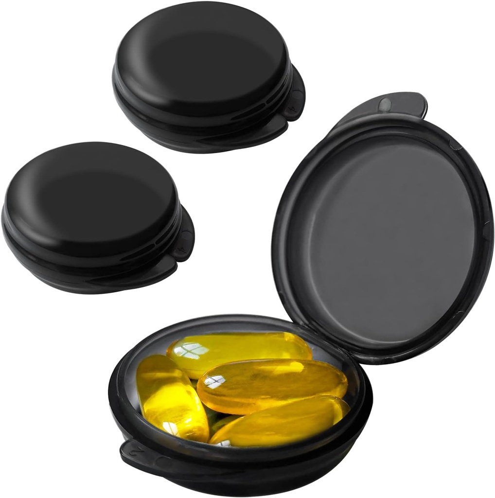 Hộp Pell nhỏ (3 Pack), Daily Mini Pill Organzer Portable dành riêng cho Purse bag, Travel Pill Case Clucker Earpler (Black