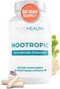 Nootropics Brain Memory and Focus Supplement - Lions Mane, Shiitake, Chaga, Reishi Mushrooms pulver - forbedre kognitiv helse med Bacopa Monnieri og Gingko Biloba Extract , 60 Kapsler