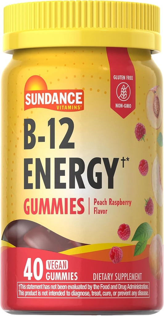 Sundance B-12 Econtinuation Gammies | 40 เคานต์ ฮวนนิต้า ราสเบอรี่ ฟลายเวอร์ เวก้า, Not-GMO และ Gluten Supplement