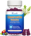 Quercetin με Bromelain Gummies, Quercetin 1200MG με Βιταμίνη C Ψευδάργυρος & Elderberry για ανοσοποιητικό σύστημα & Αλλεργία, μασώμενα & Vegan Gummies, 60 Cts