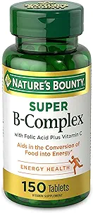Nature's Bounty, Super B Complex with Vitamin C & Folic Acid - Immune&Energy Support - 150 Tablets,.