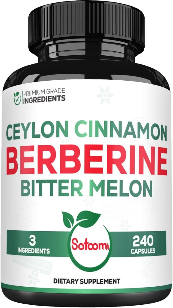 Berberina 1500mg Supplemento con Organic Ceylon Cinnamon Bark & Bitter Melon - 240 Vegan Capsule per 80 Serve - Immune System, Heart Health, Body Management & Digestion Support