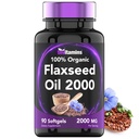 tnvitamins Organic Flaxseed Oil Softgels: 2000 mg - 90 Softgels | High in Omega-3 Fatty Acids | Flaxseed Oil Supplement for Women & Men | Non-GMO