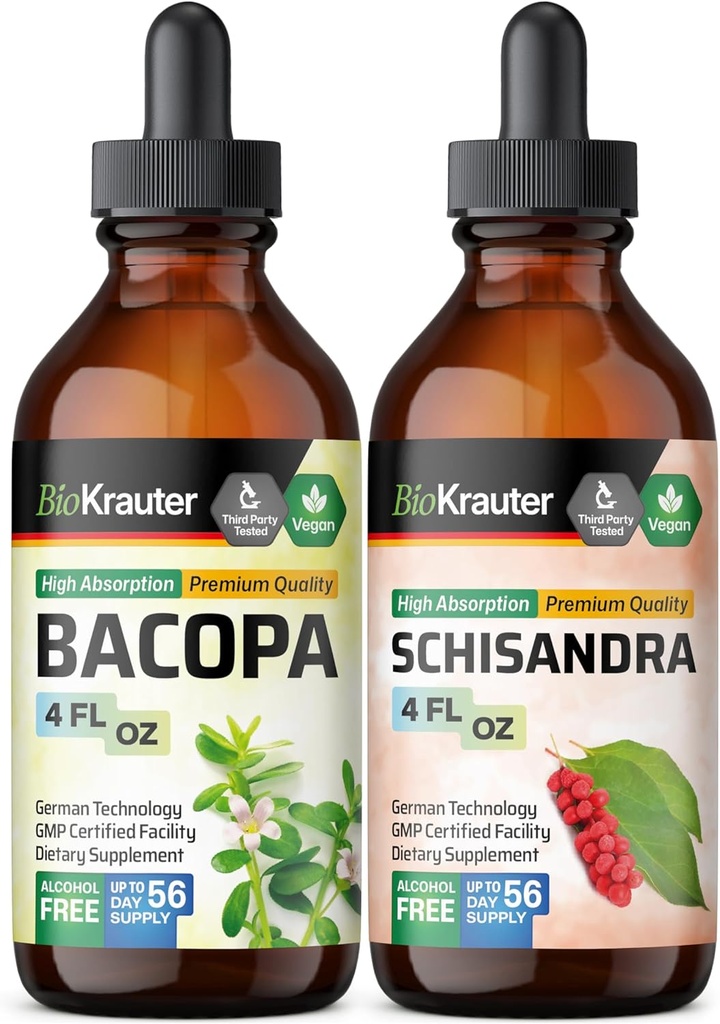 BIO KRAUTER Bacopa Tincture 4 Fl. Oz. & Schisandra Tincture 4 Fl. 오즈.