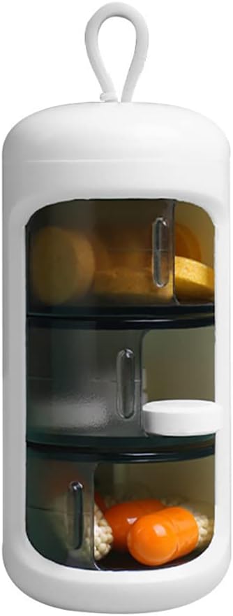Tablete Container, Majhen prenosljiv potovalne tablete Primer, Mini velikost tablete Organizator, Tablete Škatla za vitamine, ribje olje, dodatki, 3 Kompartment Sliding Daily Pill Case (bela)...