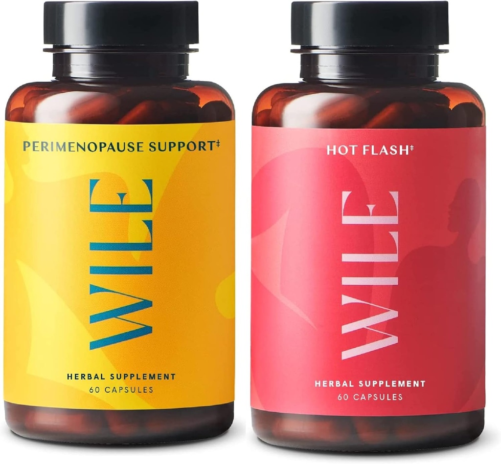Wile Perimenopause Support + Hot Flash Supplements, 2-Pack Menopause Support for Women, (2) Bottles of 60 Capsules Each, 120 Total