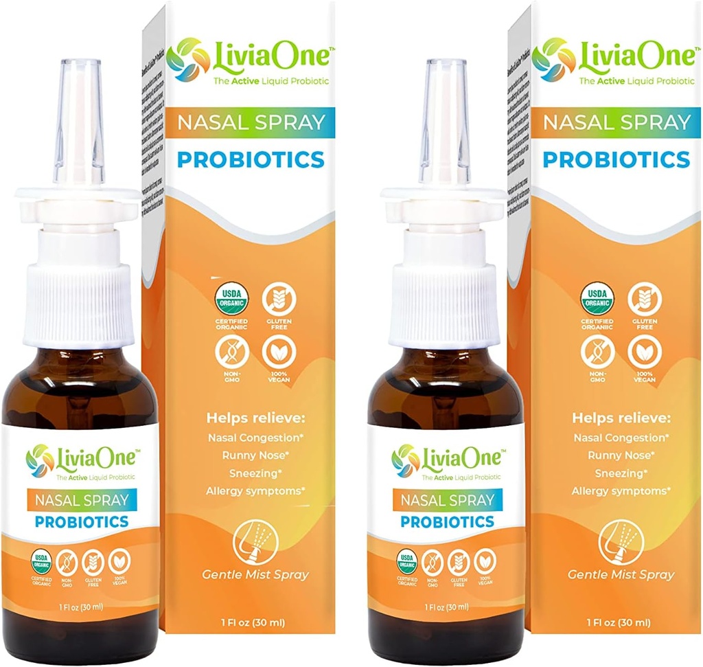 Spray nasal LíviaOne, Spray Sinus Probiótico Baseado em Plantas All-Natural 1 Fl Oz (Pacote de 2)
