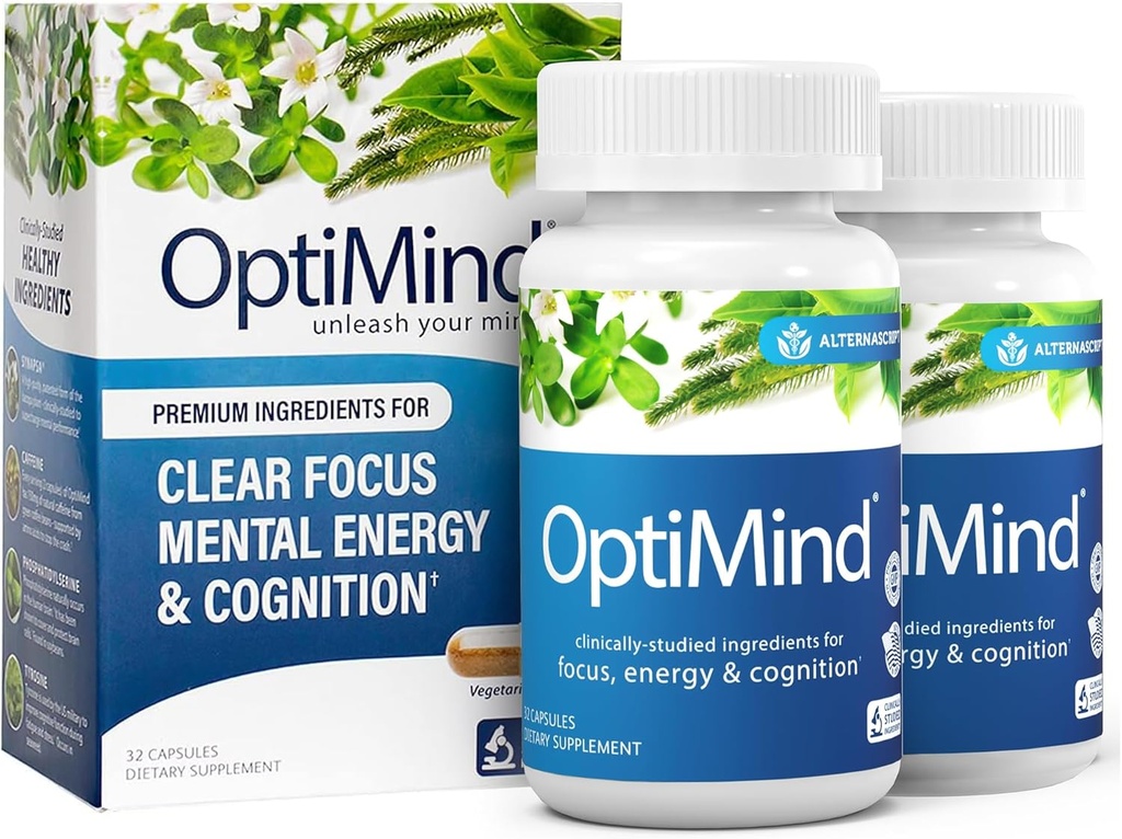 Optimind Bacopa Monnieri aju lisand mälule ja fookusele, nootroopilised fosfatidüülseriiniga, Huperzine A, Non-GMO, kliiniliselt uuritud koostisosad, 64 kapslit