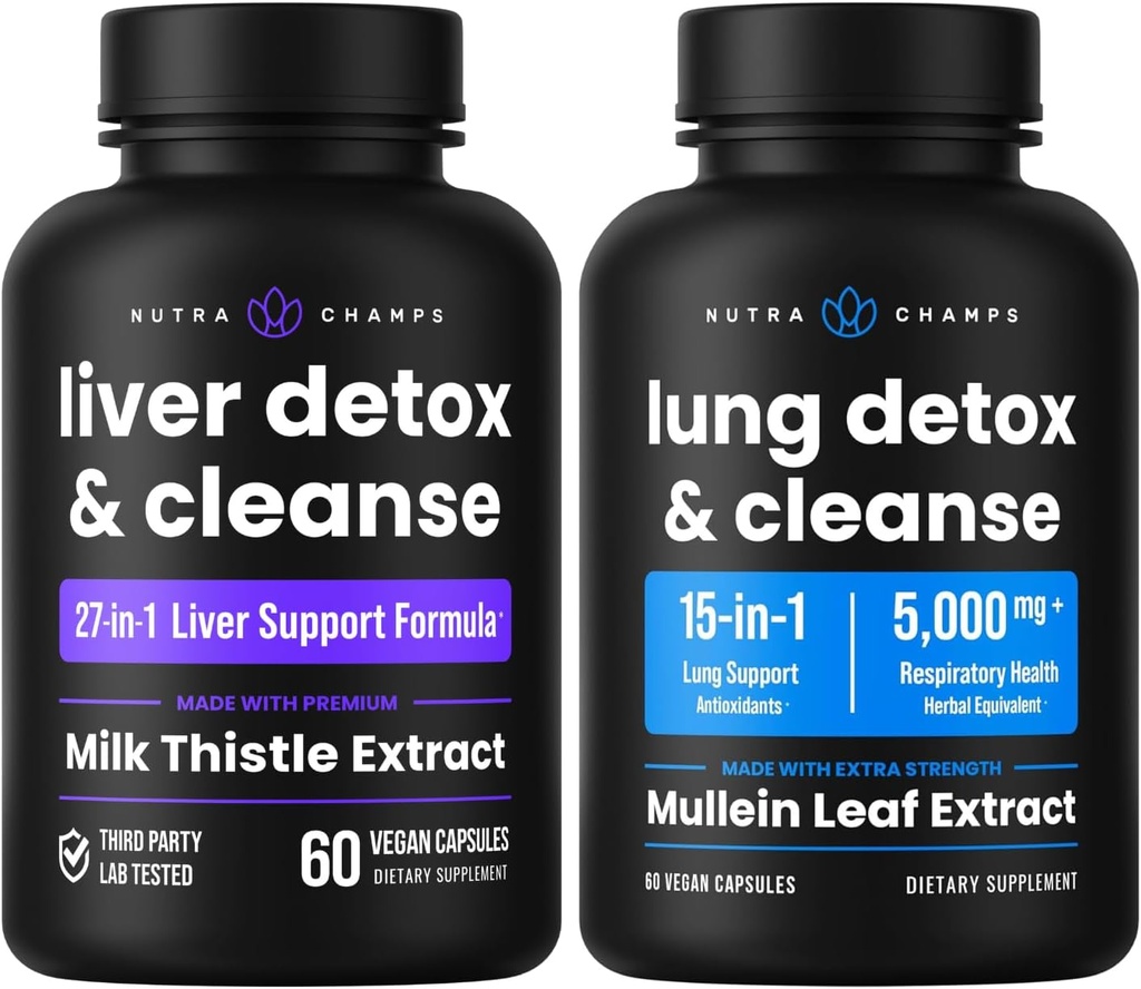 NutraChamps Liver Cleanse Capsules ve Lung Cleanse Capsules 2 Pack