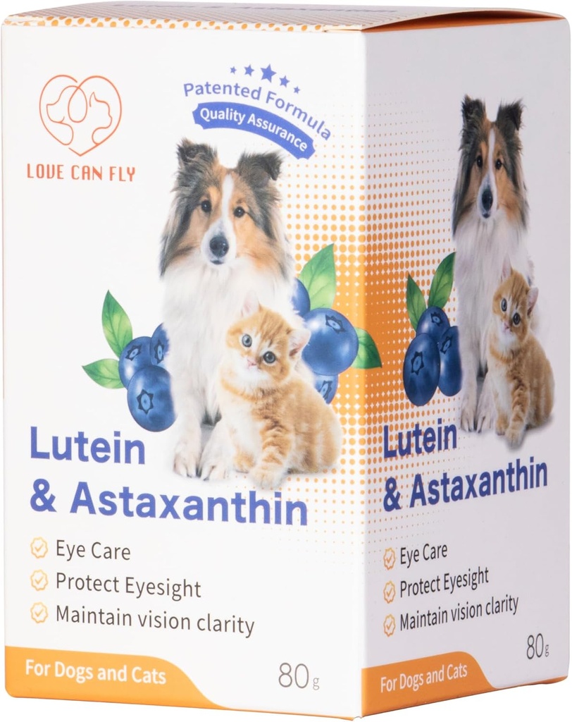 Lutein for Dogs and Cat Eye Supplement Astaxanthin All Natural Ingredient Human Grade Support Tear Stain Immune,Lutein Sourced from USA, Enhance Vision Health Antioxidants- 2.8 Oz