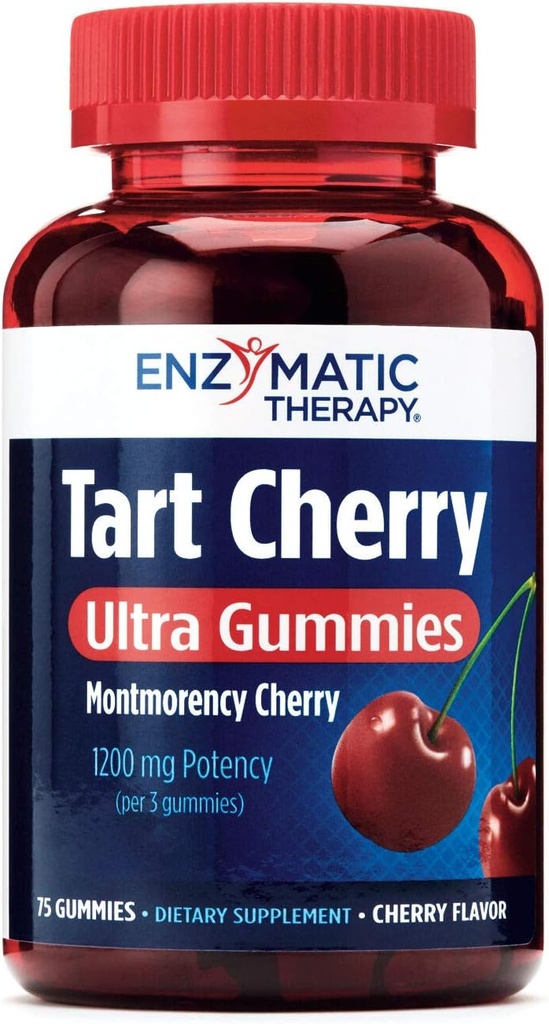Nature 's Way Tart Cherry Ultra Gummies, Antioksydant Support from Anthocyanins *, 1200 mg na 3- Gummy Serving, Cherry Flavored, Gluten Free, Wegetarianin, 75 Count (Packaging May Vary)