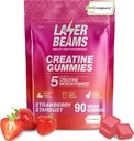 Creatine Monohydraat Gummies - 5g Creapure Creatine per Serving - Vegan - Boost Muscle Strength, Endurance, Recovery & Mental Focus - 90 Gummies, Gluten-Free (Strawberry)