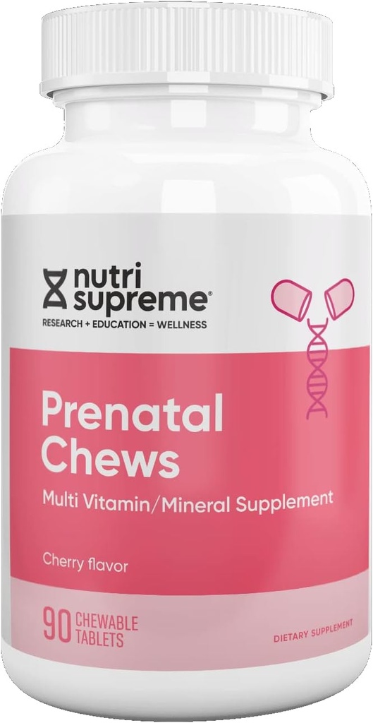 Nutri Supreme Prenatal Vitamin, Folate 800 MCG를 가진 여성을 위한 Chewable Prenatal Vitamin, 철, Kosher, Cherry 풍미, 90 조사를 가진 완전한 임신 Multivitamin
