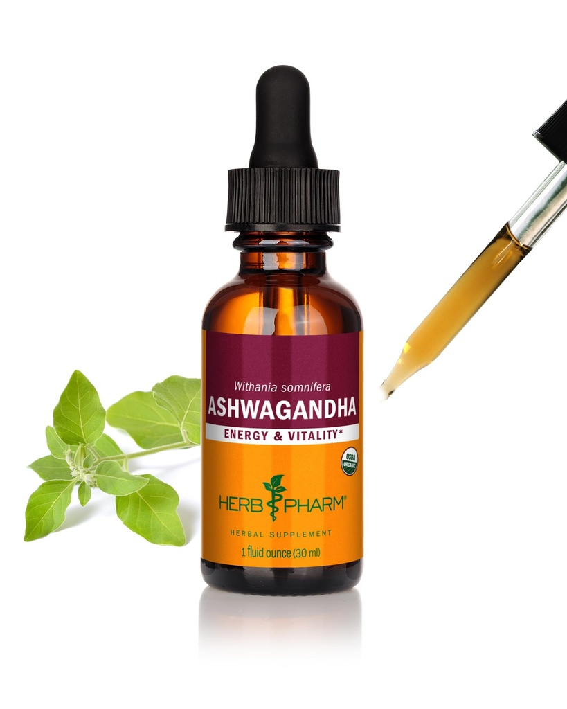 Herb Pharm Ashwagandha Liquid Extract: Organic, Calming Ayurvedic Adaptogen, Stress Support Supplement | Fast-Absorbing & Sugar-Free Ashwagandha Tincture | Up to 3 Week Supply, 1 oz*