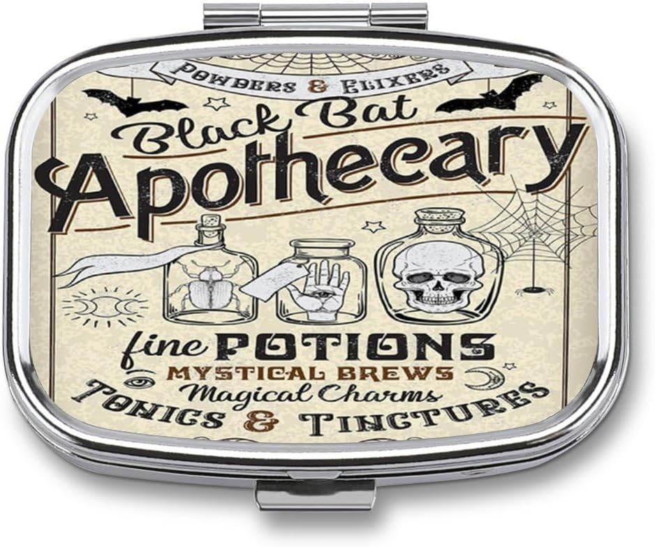 Metal 2 Collect Pill Organizator Travel Friendly Portable Compact Pill Box Cute Pill Case do przechowywania witamin, Olej rybny, Suplementy, Leki, Tabletka do torebki, Pocket. (Aptekarz)