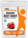 BulkSupplements.com Organic Beet Root Extract Powder - Beet Root Powder, Nitric Oxid Supplement - Vegan & Glutenfrei, 400mg pro Servierung, 1kg (2.2 lbs) (Pack von 1)