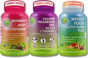 Multivitamínicos Vegan & Trio de cálcio – Multivitamínico de alimentos inteiros com ferro + Multivitamínico diário feminino com cálcio de ferro + planta-baseado, magnésio, zinco, D3, K2 e Cúrmico – Energia, osso e Imune Suporte