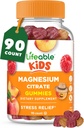 Gommies de Magnésium Lifeable pour les enfants de 170mg Magnésium élémentaire de 1,420mg Citrate de Magnésium de Grande Dégustation pour les enfants Supplément de Magnésium de Soutien musculaire et anti-stress Chewable de 90 Gommies