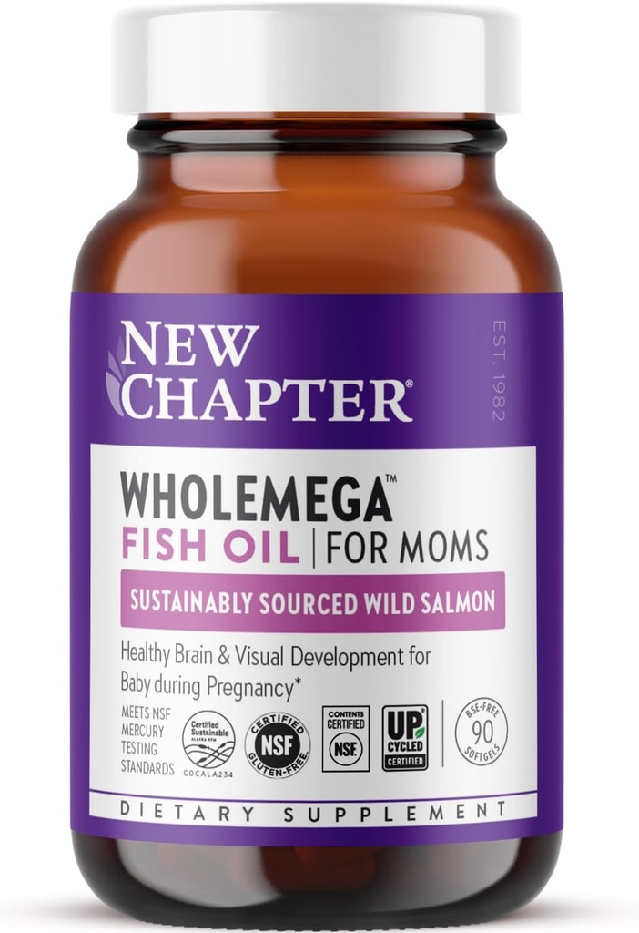 Fullmega berria Moms Fish Oil Supplement, Tiny kapsulak, 2000mg zerbitzatu bakoitzeko, Prenatal DHA Omega-3rekin + D3 bitamina Prenatal eta Postnatal Laguntzarako, 500mg bakoitza - 90 konde