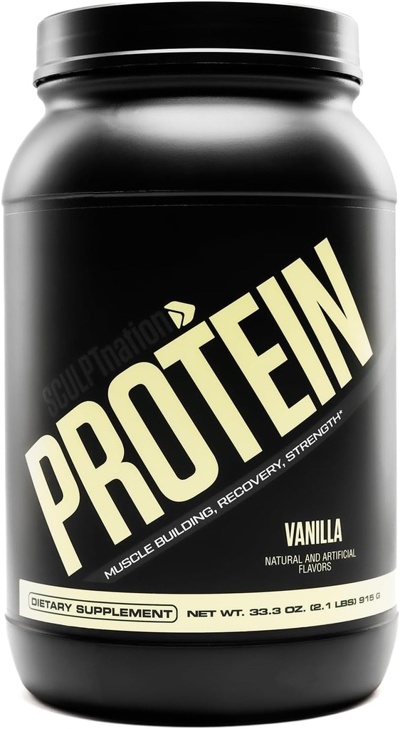 Sculpt Nation by V Shred Protein Powder (Vanilla) - Premium Whey Protein Powder Vanilla e BCAAs para apoiar a construção e recuperação muscular - 30 Servings
