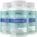 Probiotics for Women and Men, 300 Billion CFU 24 Strains Probiotics + 15 Organic Herbs Prebiotics Blend, Shelf Stable Gut Health Supplement for Digestive Immune & Whole-Body Health, 6 Month Supply