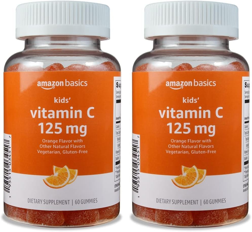 Basics Kids' Vitamin C 125mg Gummies, Orange, 60 Count, Immune Health, 2 ay təchizatı (əvvəl Solimo)