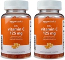 Básicos Kids' Vitamina C 125mg Gummies, Orange, 60 Conde, Immune Health, 2 Mes de subministración (anteriormente Solimo)