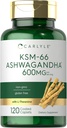 Carlyle KSM-66 Ashwagandha 600mg - 120 Caplets - Extract supplement with L-Theanine - Vegan, Non-GMO, Gluten Free