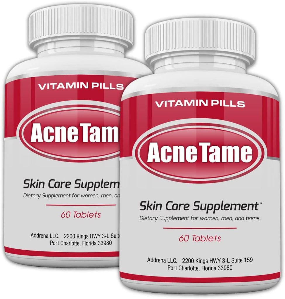 2 Pack- Klare Haut Ergänzungen Pillen- Tabletten für ölige Hautbehandlung, Spots, Blemishes, &amp; Sebum Kontrolle für Frauen, Männer, & Teens