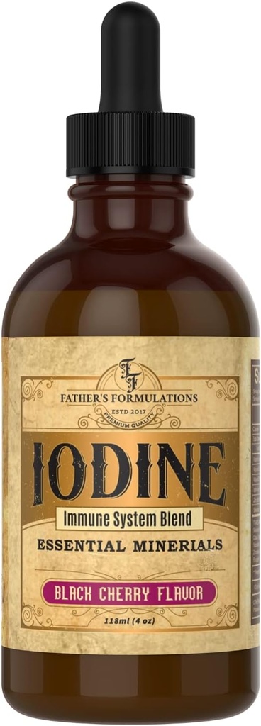 Father's Formulations Iodine Supplement Drops 4oz - Great Tasting, Highly Absorbable, Immune System for Thyroid Support, Focus & Energy