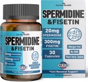 Spermidine & Fisetin Supplement - 20mg av 99% Spermidine Per Servering, 3HCL & 300mg Fisetin för kvinnor män cell förnyelse, åldrande försvar och livslängd, Gluten Free, Non-GMO, Made in USA | 30 Veggie Caps