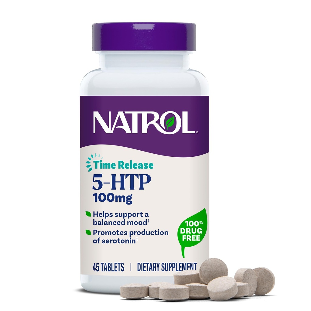 Natrol 5-HTP 100mg, Dietary Supplement Helps Support a Balanced Mood, 90 Time Release Tablets, 22-45 Day Supply