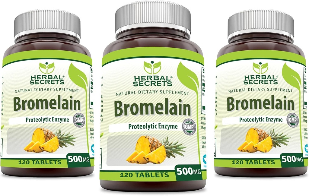 Herbal Sırları Bromelain 500 Mg 120 Tablet əvvəl - 3 Paketi / Qeyri-GMO / Gluten Free / ABŞ