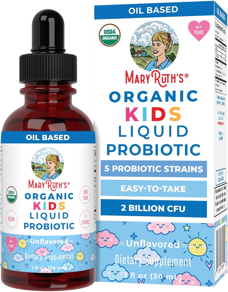 MaryRuth Organics Kids Probiotiske flytende dropper | USDA organiske probiotika for Digestive Helse | Ages 4+ Gut Helse & Immun Support Supplement | Overordnet Helse | Vegansk | Ikke-GMO | 1 Fl Oz